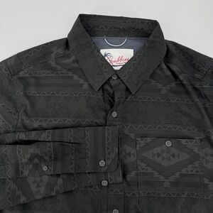Chubbies Mens Large Grey Southwestern Performance Fishing Shirt Long Sleeve Vent